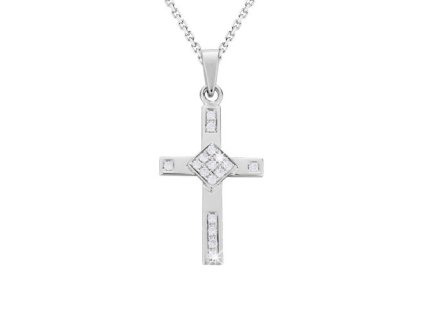 Zlatý přívěsek kříž s přírodními diamanty