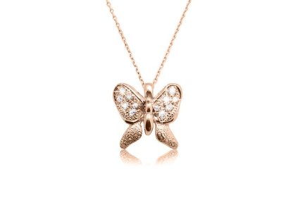 Zlatý přívěsek motýlek s přírodními diamanty