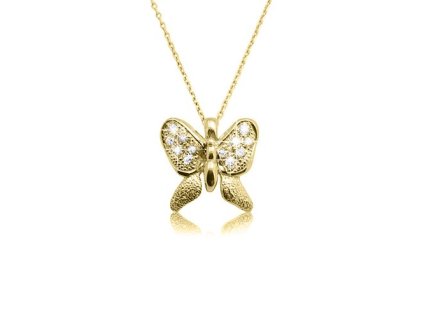 Zlatý přívěsek motýlek s přírodními diamanty