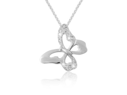 Zlatý přívěsek motýl s přírodními diamanty