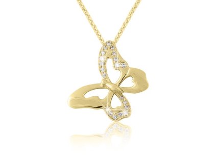 Zlatý přívěsek motýl s přírodními diamanty