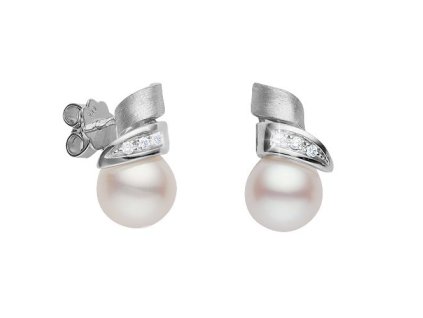 Zlaté náušnice s přírodními perlami a diamanty