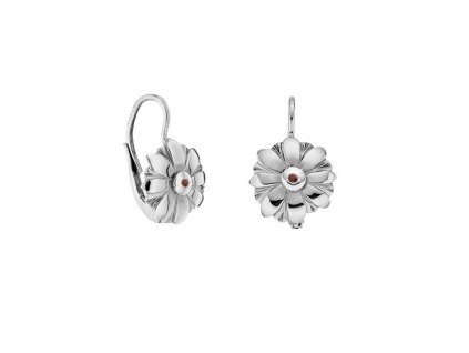 Zlaté dětské náušnice kytičky s přírodními rubíny