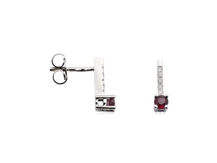 Zlaté náušnice s přírodními rubíny a diamanty