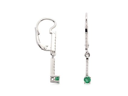 Zlaté visací náušnice s přírodními smaragdy a diamanty