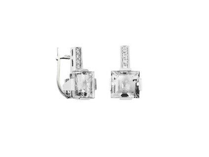 Zlaté náušnice s přírodními topazy White a diamanty