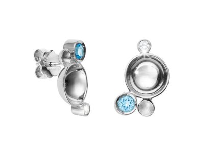 Zlaté náušnice s přírodními topazy a diamanty