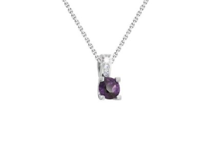 Zlatý přívěsek s přírodním ametystem a diamanty