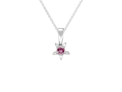 Zlatý přívěsek kytička s přírodním safírem a diamanty