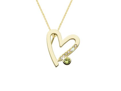 Zlatý přívěsek s přírodním peridotem a diamanty