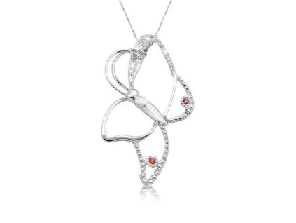 Zlatý přívěsek motýl s přírodními oranžovými safíry a diamanty