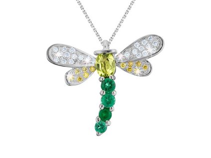 Zlatý přívěsek s přírodními smaragdy, peridotem a diamanty