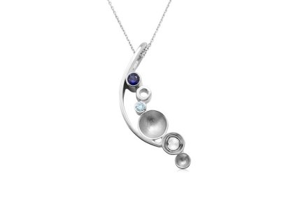 Zlatý přívěsek s přírodním modrým safírem a akvamarínem