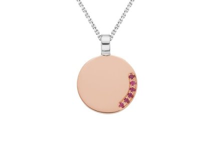 Zlatý přívěsek kulatá destička s přírodními rubíny