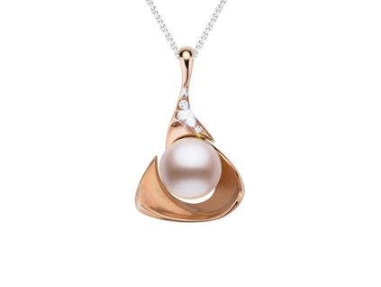 Zlatý přívěsek s přírodní perlou a diamanty