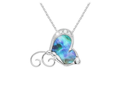 Zlatý přívěsek motýl s perletí a přírodními diamanty