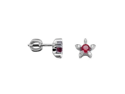 Zlaté náušnice s přírodními rubíny a diamanty