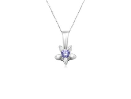 Zlatý přívěsek kytička s přírodním tanzanitem a diamanty