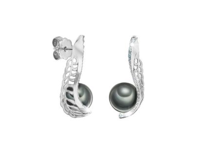 Zlaté náušnice s tahitskými perlami a diamanty