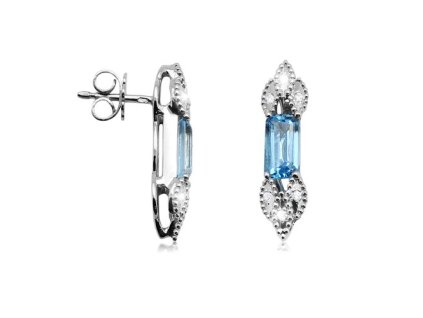 Zlaté náušnice s přírodními topazy Swiss a diamanty