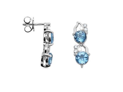 Zlaté náušnice s přírodními topazy Swiss a diamanty