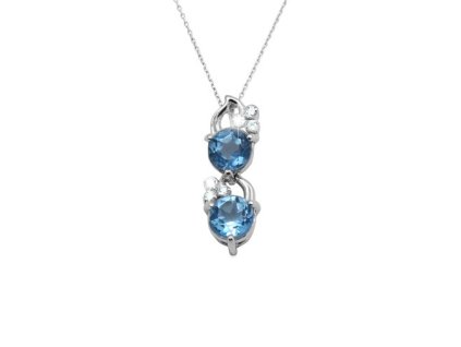 Zlatý přívěsek s přírodními topazy Swiss a diamanty