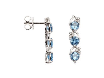 Zlaté náušnice s přírodními topazy Swiss a diamanty