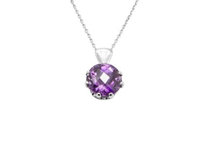 Zlatý přívěsek s přírodním ametystem a diamantem