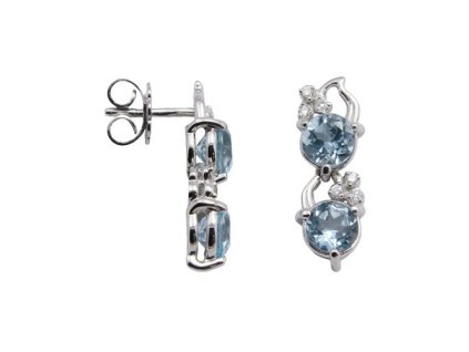 Zlaté náušnice s přírodními topazy Sky a diamanty