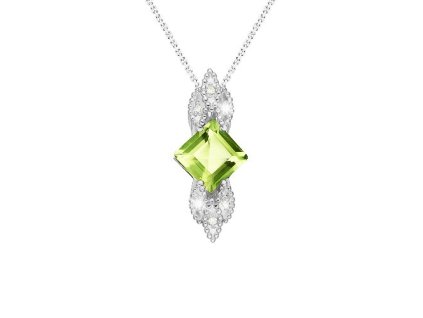 Zlatý přívěsek s přírodním peridotem a diamanty
