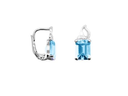 Zlaté náušnice s přírodními topazy Blue a diamanty