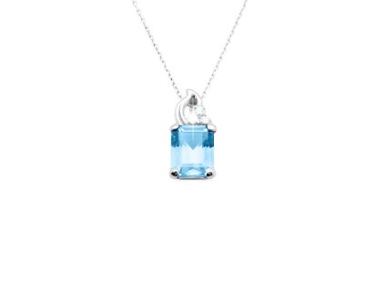 Zlatý přívěsek s přírodním topazem Blue a diamanty