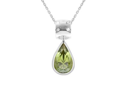 Zlatý přívěsek s přírodním peridotem a diamanty