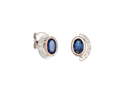 Zlaté náušnice s přírodními modrými safíry a diamanty