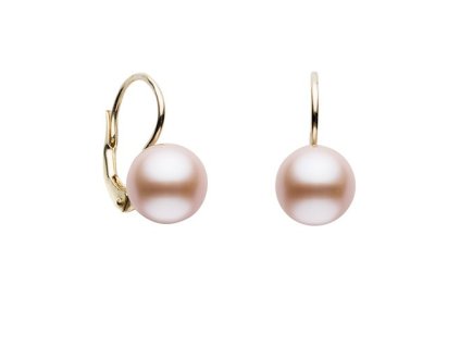 Zlaté náušnice s přírodními růžovými perlami