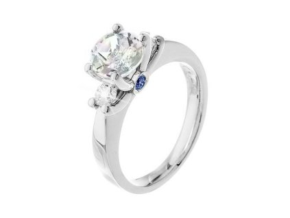 Zlatý prsten s přírodními diamanty a modrými safíry