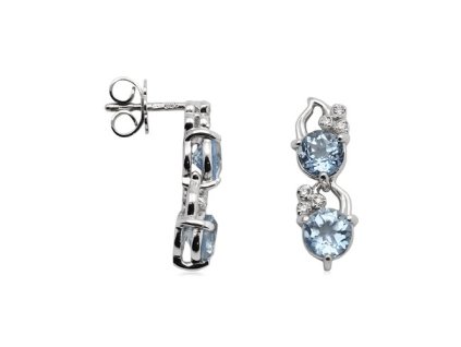 Zlaté náušnice s přírodními topazy Sky a diamanty