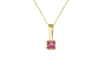 Zlatý přívěsek s přírodním růžovým turmalínem