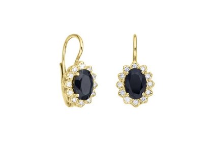Zlaté náušnice s přírodními modrými safíry a diamanty
