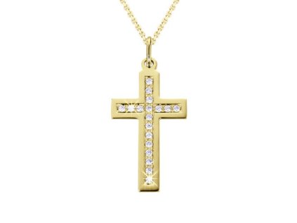 Zlatý přívěsek kříž s přírodními diamanty