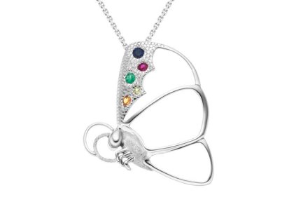 Zlatý přívěsek motýl s přírodními drahými kameny