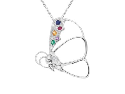 Zlatý přívěsek motýl s drahokamy a přírodními diamanty