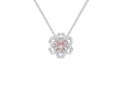 Zlatý přívěsek s růžovým a čirými přírodními diamanty