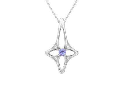 Zlatý přívěsek s přírodním tanzanitem a diamanty
