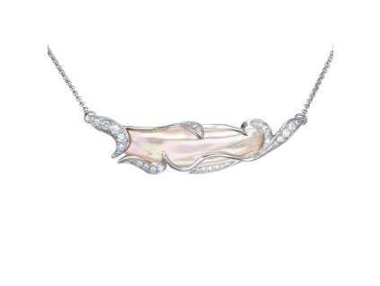 Zlatý náhrdelník s přírodní perlou Biwa a diamanty