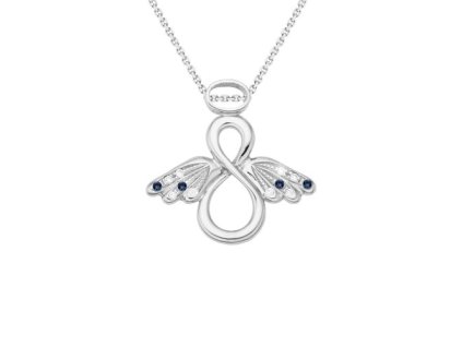 Zlatý přívěsek anděl s přírodními modrými safíry a diamanty