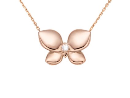 Zlatý náhrdelník motýl s přírodním diamantem