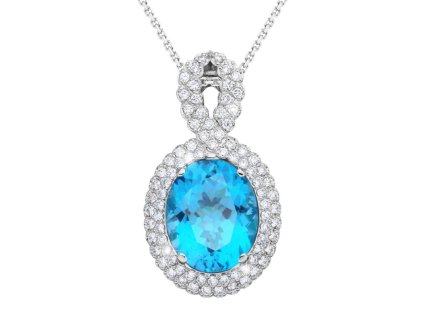 Zlatý přívěsek s přírodními diamanty a topazem