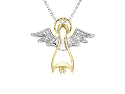Zlatý přívěsek anděl s přírodními diamanty