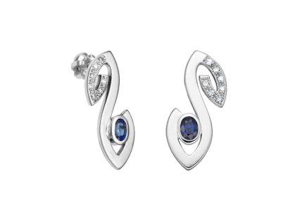 Zlaté náušnice s přírodními modrými safíry a diamanty